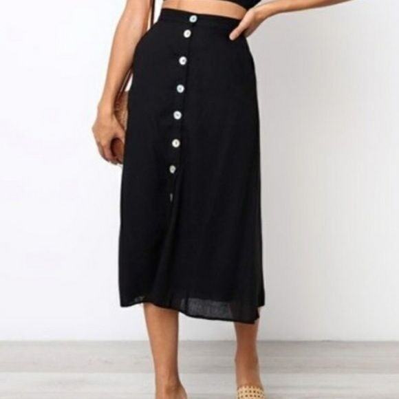 Black Midi Skirt & Crop Top Set by Laklook Size L NWT 2 Piece Outfit - Picture 7 of 11